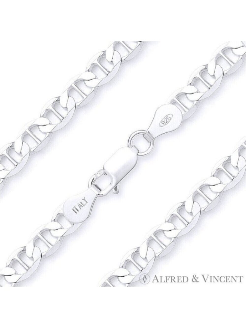 Marina / Mariner Link Italian Chain Anklet in Solid .925 Sterling Silver - 9"